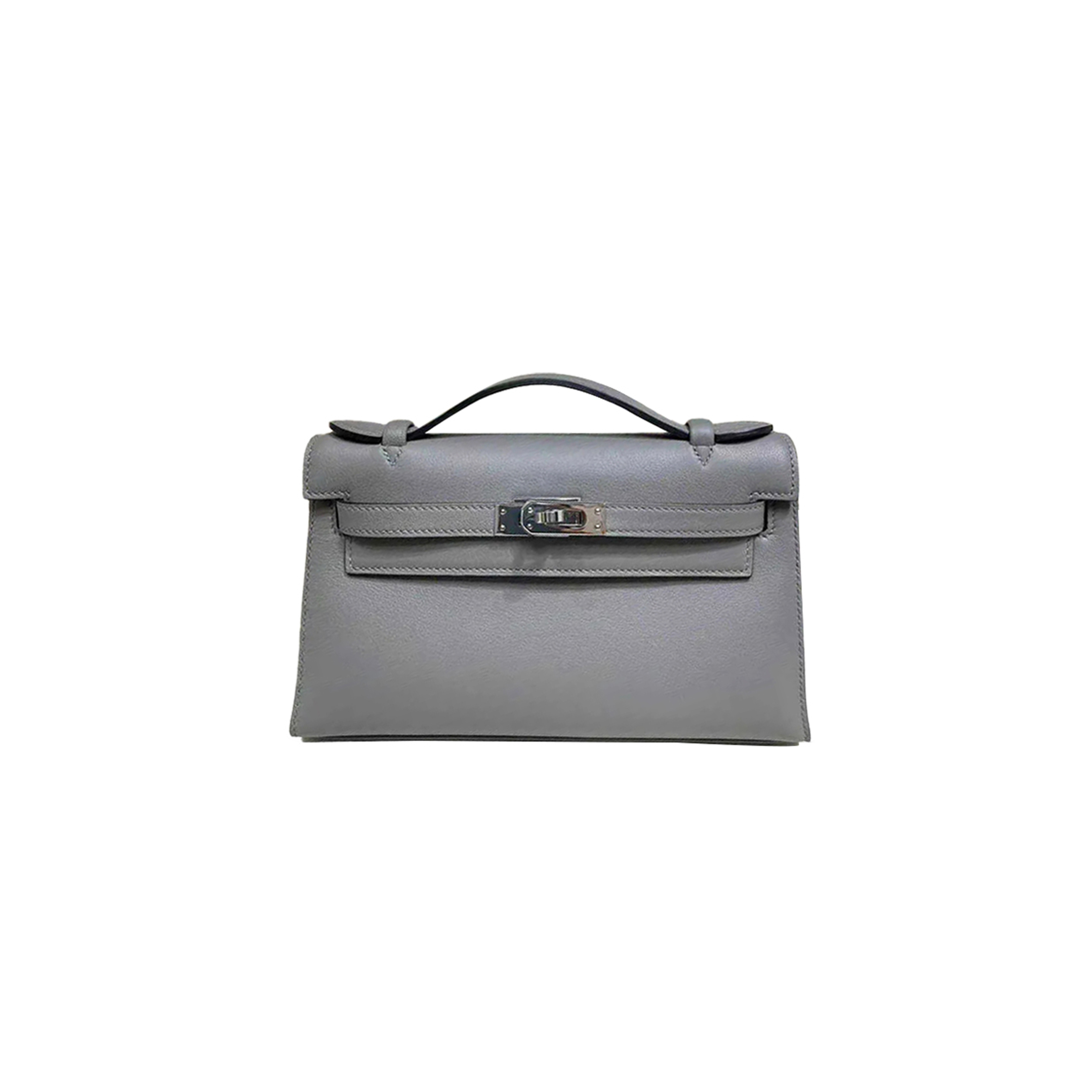 H**mes kelly pochette swift cumulonimbus gray silver buckle (22*14*7cm)